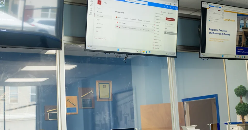 Camden County OEO Bank Building tv monitors